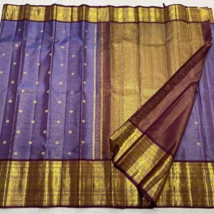 Kanjivaram Silk Saree in Lavender and Coffee Brown