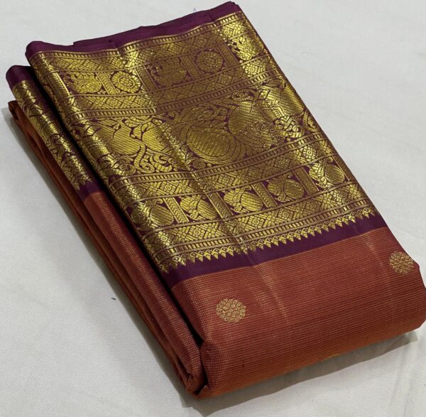 Kanjivaram Silk Saree in Arakku Red with Coffee Brown Border