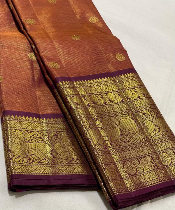 Kanjivaram Silk Saree in Arakku Red with Coffee Brown Border