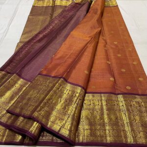 Kanjivaram Silk Saree in Arakku Red with Coffee Brown Border