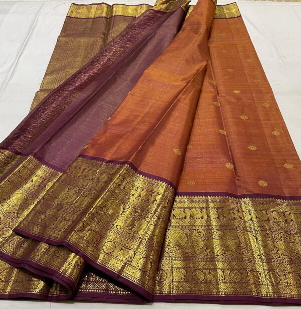 Kanjivaram Silk Saree in Arakku Red with Coffee Brown Border