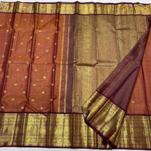 Kanjivaram Silk Saree in Arakku Red with Coffee Brown Border