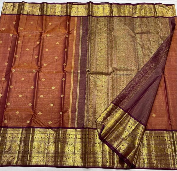 Kanjivaram Silk Saree in Arakku Red with Coffee Brown Border