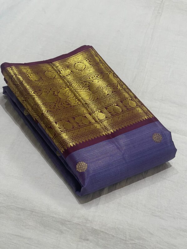 Kanjivaram Silk Saree in Lavender and Coffee Brown