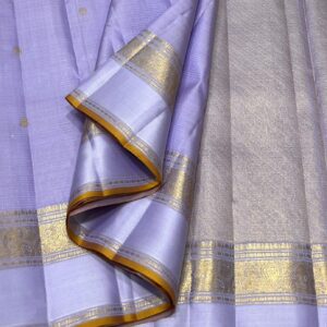 Kanjivaram Silk Saree in Self Light Lavender with Gold Zari