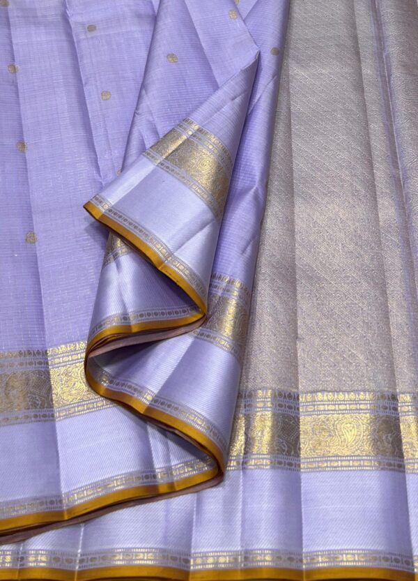 Kanjivaram Silk Saree in Self Light Lavender with Gold Zari