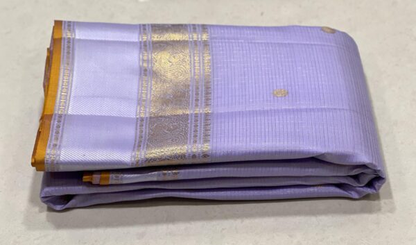 Kanjivaram Silk Saree in Self Light Lavender with Gold Zari