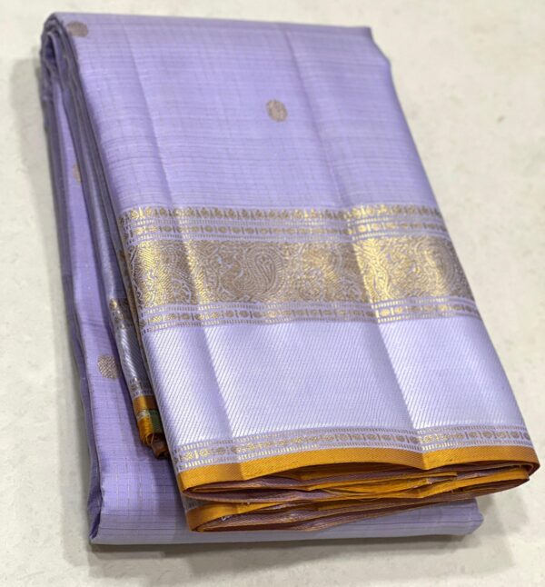 Kanjivaram Silk Saree in Self Light Lavender with Gold Zari