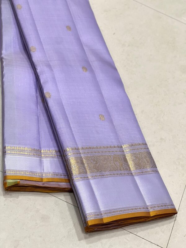 Kanjivaram Silk Saree in Self Light Lavender with Gold Zari