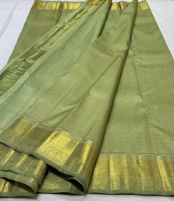 Kanjivaram Silk Saree in Self Pastel Green