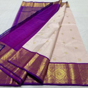 Kanjivaram Silk Saree in Light Pink with Purple