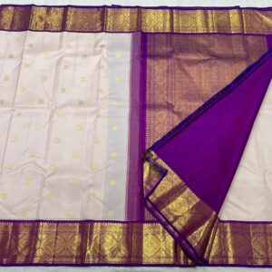 Kanjivaram Silk Saree in Light Pink with Purple