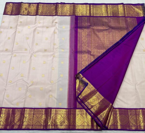 Kanjivaram Silk Saree in Light Pink with Purple