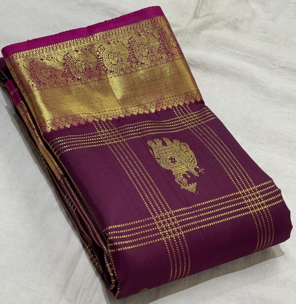 Kanjivaram Silk Saree in Self Magenta with Pink