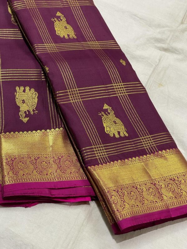 Kanjivaram Silk Saree in Self Magenta with Pink