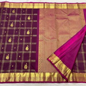 Kanjivaram Silk Saree in Self Magenta with Pink