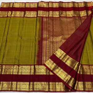 Kanchipuram Silk Sarees In Mehndi Green & Maroon Red