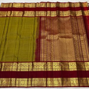 Kanchipuram Silk Sarees In Mehndi Green & Maroon Red