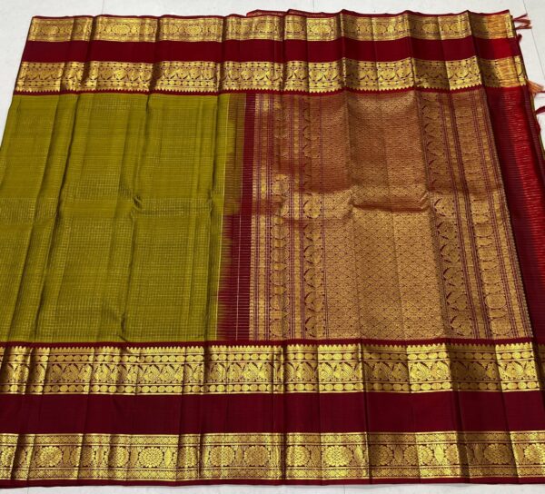 Kanchipuram Silk Sarees In Mehndi Green & Maroon Red