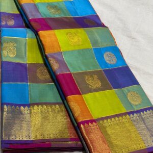 Kanchipuram Silk Saree in Multicolor with Small Border