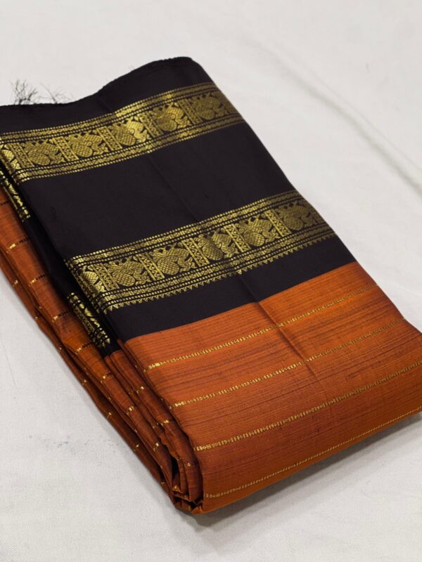 Kanjivaram Silk Saree in Orange with Black Border