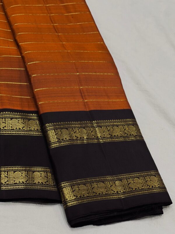 Kanjivaram Silk Saree in Orange with Black Border