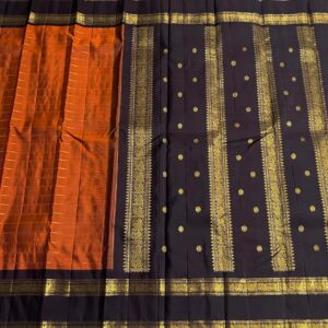 Kanjivaram Silk Saree in Orange with Black Border