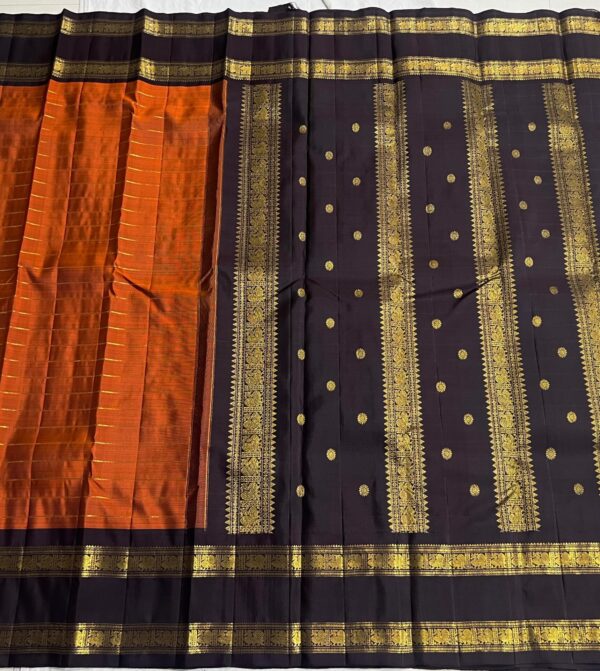 Kanjivaram Silk Saree in Orange with Black Border