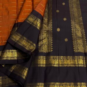 Kanjivaram Silk Saree in Orange with Black Border