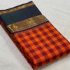 Kanjivaram Silk Saree in Orange with Dark Green Border