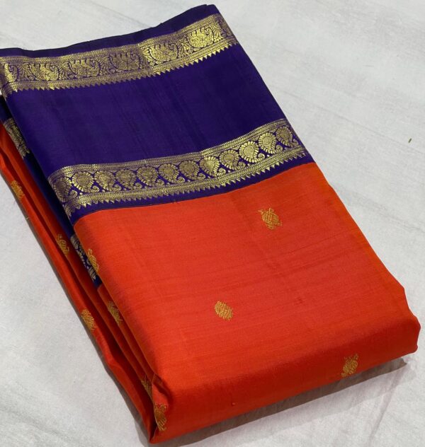 Red and Blue Kanjivaram Silk Saree