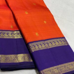 Red and Blue Kanjivaram Silk Saree