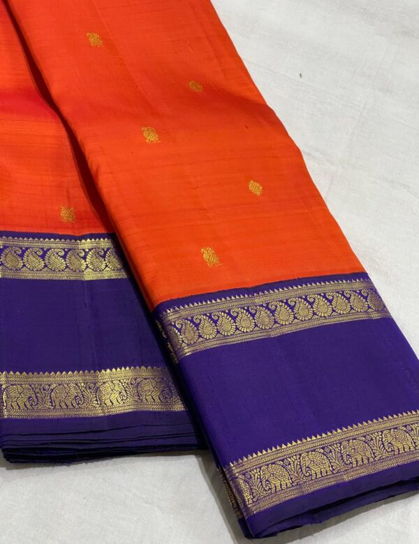 Red and Blue Kanjivaram Silk Saree