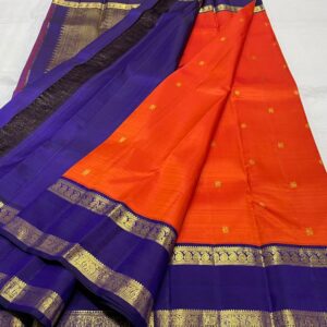 Red and Blue Kanjivaram Silk Saree