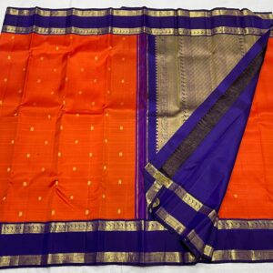 Red and Blue Kanjivaram Silk Saree