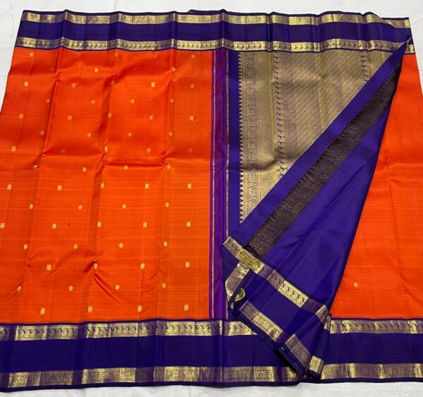 Red and Blue Kanjivaram Silk Saree