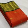 Kanjivaram Silk Saree in Orange and Bottle Green