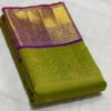 Kanjivaram Silk Saree in Leaf Green with Purple Border