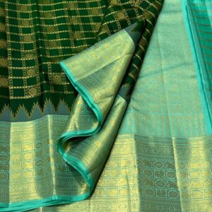 Kanjivaram Silk Saree in Bottle Green and Pastel Green Border