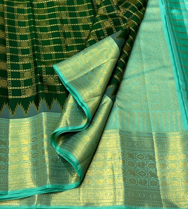 Kanjivaram Silk Saree in Bottle Green and Pastel Green Border