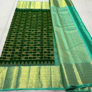 Kanjivaram Silk Saree in Bottle Green and Pastel Green Border