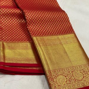 Kanjivaram Silk Saree in Self Red with Gold Zari