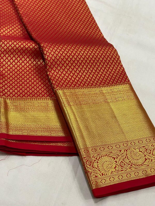 Kanjivaram Silk Saree in Self Red with Gold Zari