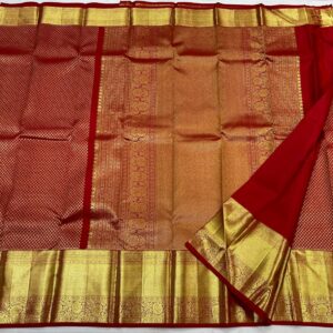 Kanjivaram Silk Saree in Self Red with Gold Zari