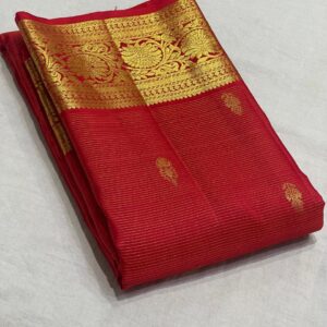 Kanchipuram Silk Saree in Self-Red with Gold Zari