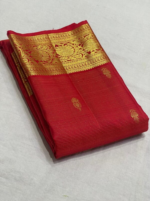 Kanchipuram Silk Saree in Self-Red with Gold Zari