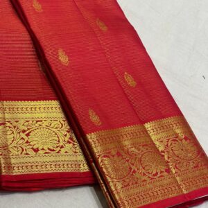 Kanchipuram Silk Saree in Self-Red with Gold Zari