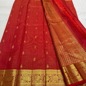 Kanchipuram Silk Saree in Self-Red with Gold Zari