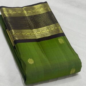 Leaf Green Kanjivaram Silk Saree with Black Border