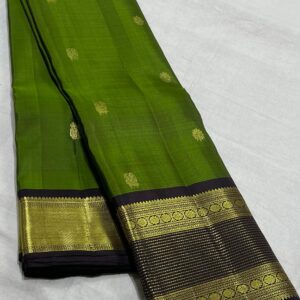 Leaf Green Kanjivaram Silk Saree with Black Border